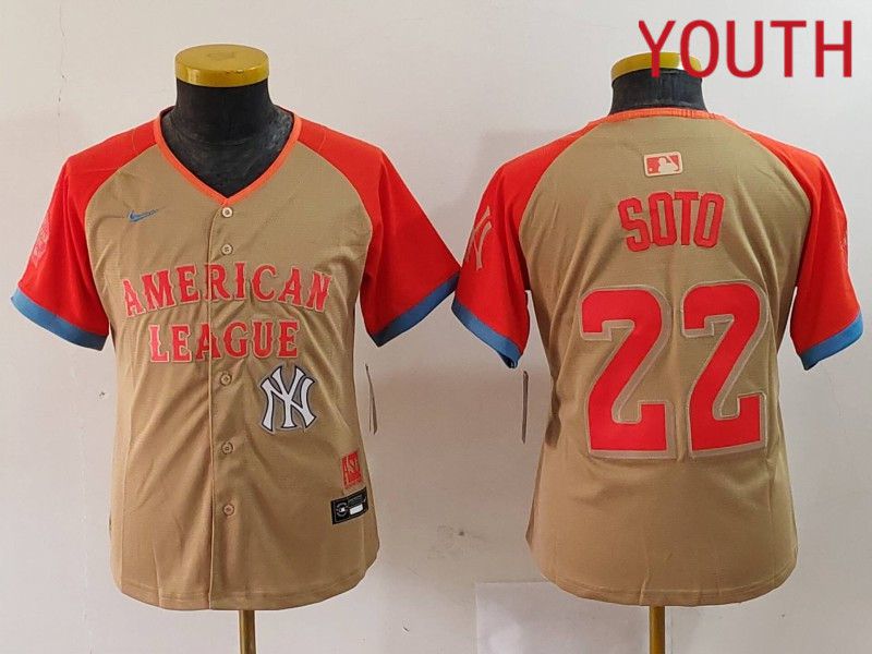 Youth New York Yankees #22 Soto Orange All star 2024 Nike MLB Jersey style 6